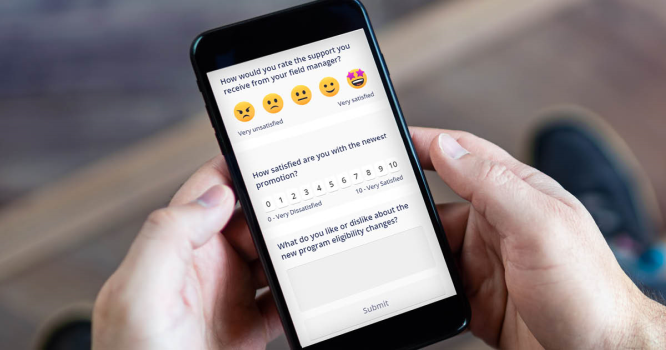 person taking voice of customer survey